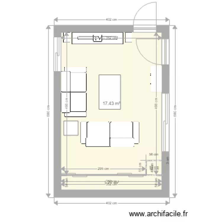 salon meubl&eacute;. Plan de 