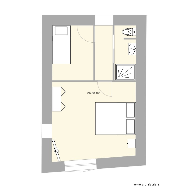 marennes2 ETAGE. Plan de 1 pièce et 26 m2