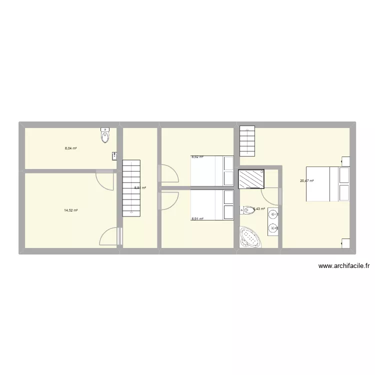 Grenier. Plan de 7  et 76 m²
