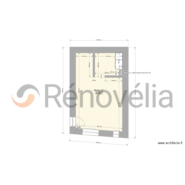 71 Quai de la Fosse - Existant . Plan de 7 pièces et 54 m2