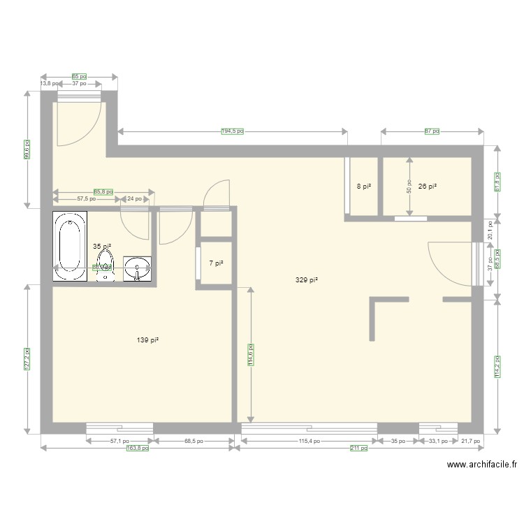 trois et demi joie de vivre . Plan de 6 pièces et 51 m2