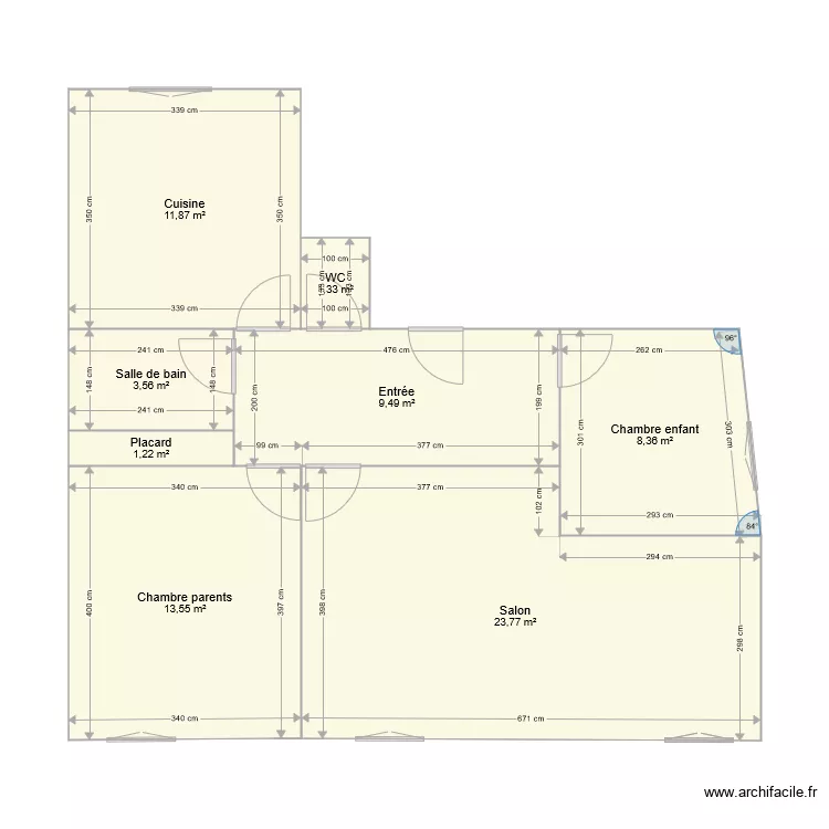 Appartement plan initial. Plan de 