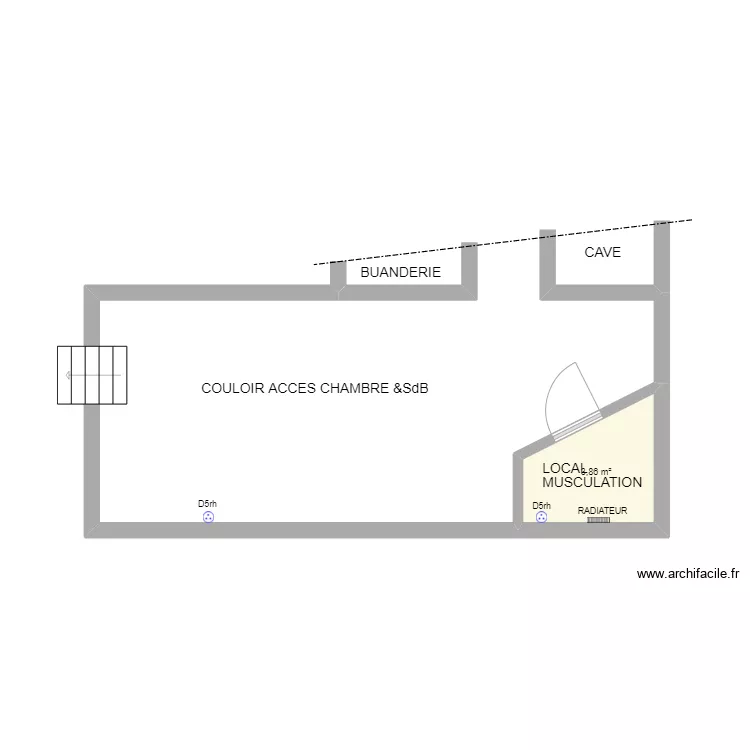 COULOIR ACCES CHAMBRE & SdB rdc. Plan de 