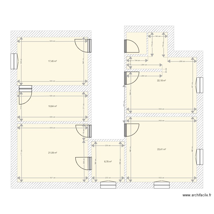 gite. Plan de 7 pièces et 104 m2