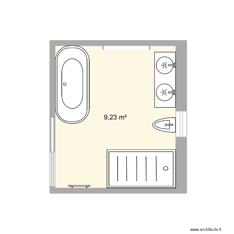 Salle de bain 1. Plan de 1 pièce et 9 m2