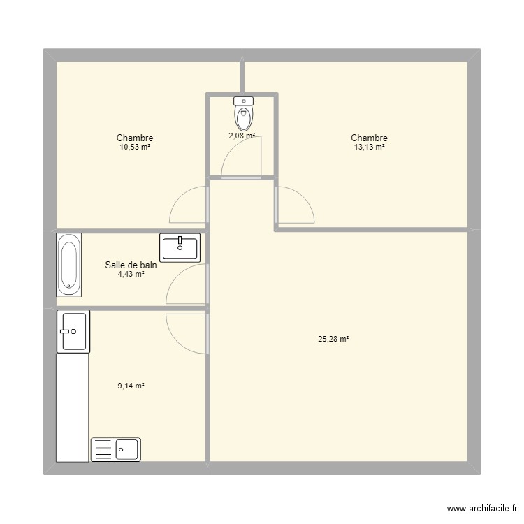 maison archie facile sabri. Plan de 6 pièces et 65 m2
