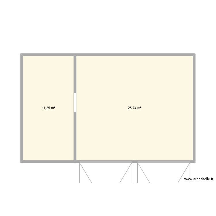 garage. Plan de 2 pièces et 37 m2