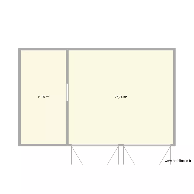 garage. Plan de 2 pièces et 37 m²