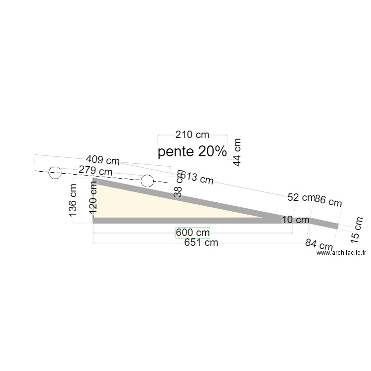 rampe. Plan de 1 pièce et 3 m2