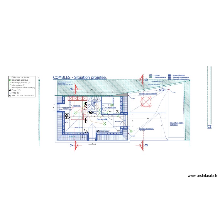 Plan electrique combles DUWEZ. Plan de 0 pièce et 0 m2