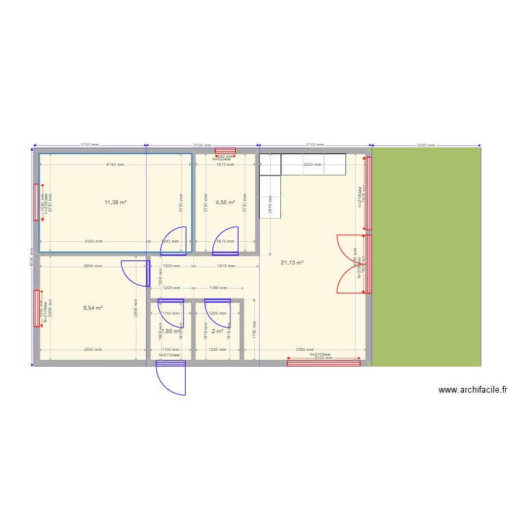 Трипл Скуэа. Plan de 7 pièces et 66 m2