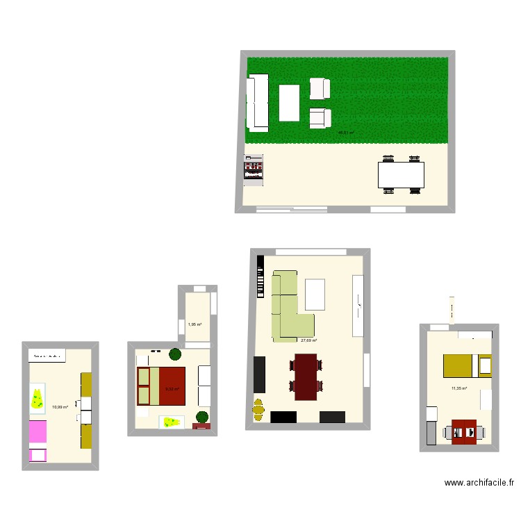 Valdevidar. Plan de 6 pièces et 107 m2