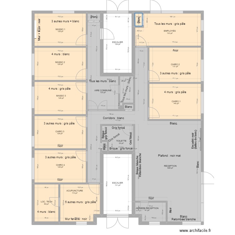 Clinique 15 février 2023 - Couleurs. Plan de 22 pièces et 224 m2