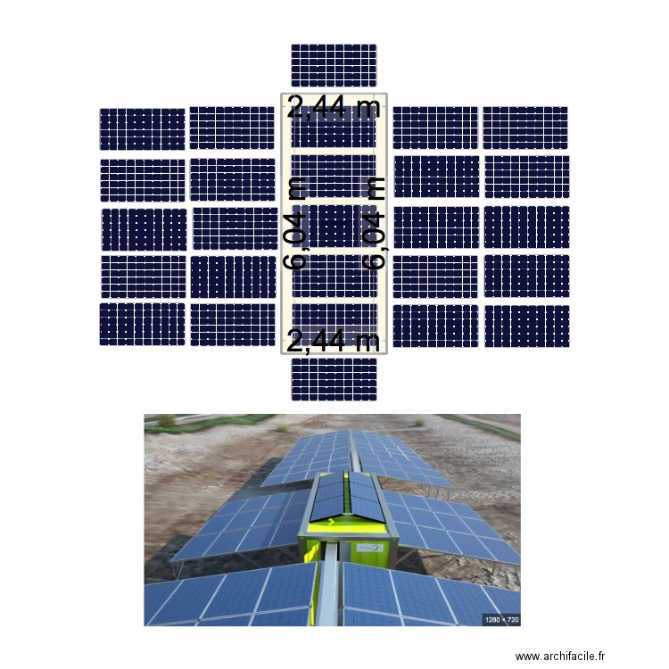 projet container batterie. Plan de 1 pièce et 15 m2