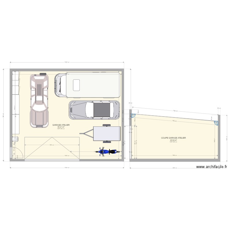 PLAN GARAGE EXTERIEUR LUISANT Porte de 5ml de LARG. Plan de 0 pièce et 0 m2