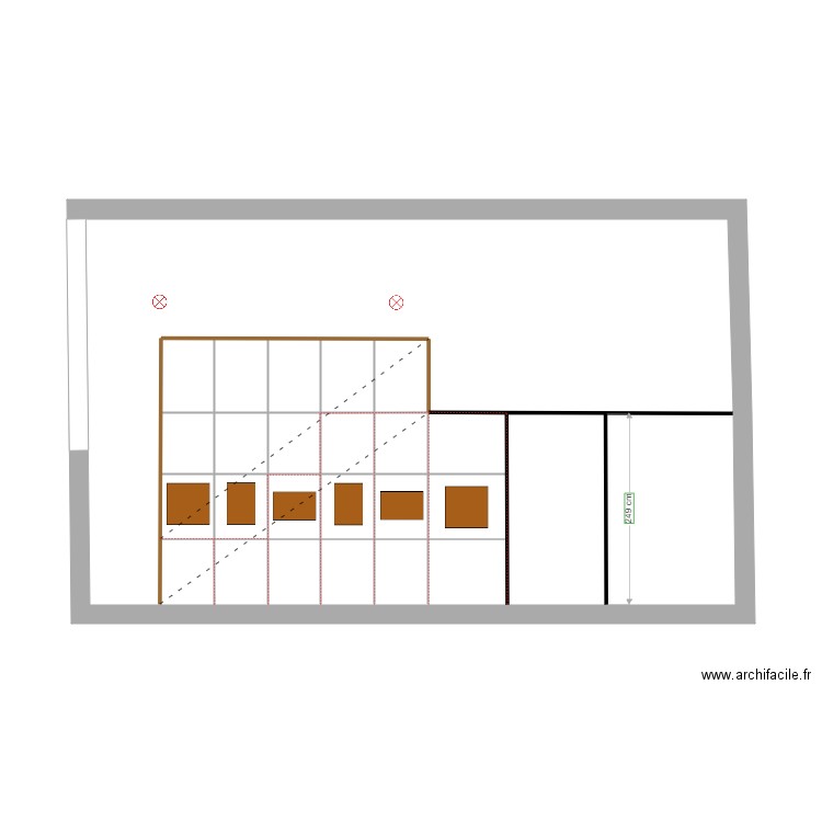 escalier dissimulé mur hauteur rampe. Plan de 0 pièce et 0 m2