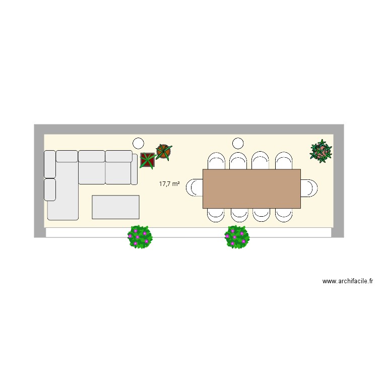 Preau. Plan de 1 pièce et 18 m2