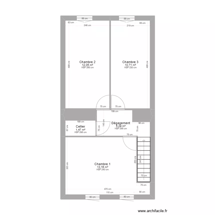 Etage - Existant. Plan de 