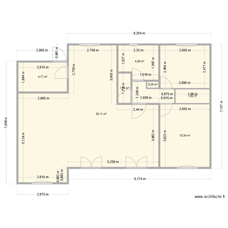 oleron1. Plan de 7 pièces et 75 m2