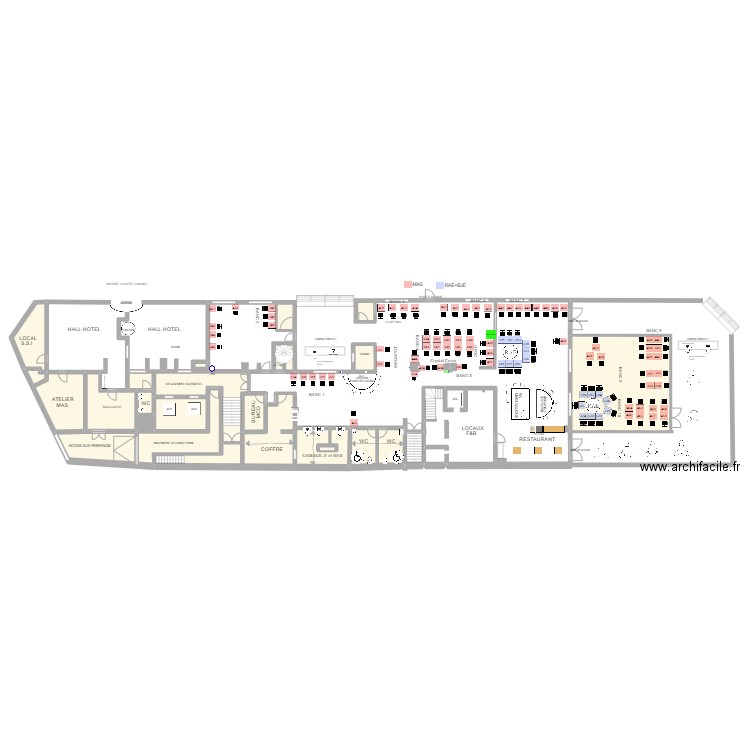 Plan de salle RDC au 17 Janvier 2023. Plan de 20 pièces et 302 m2