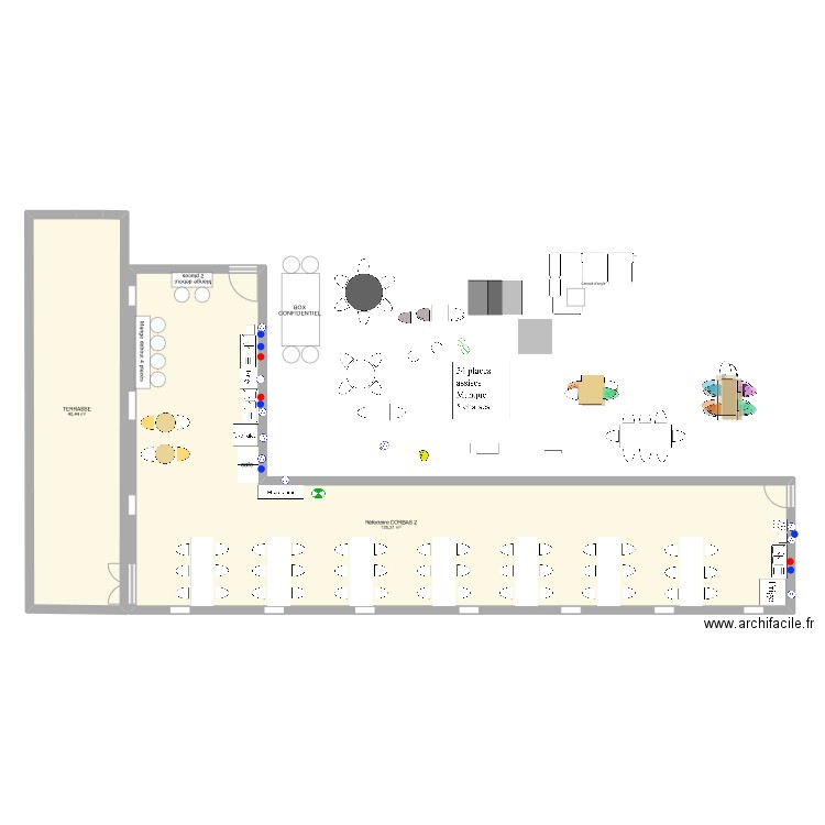 3) REFECTOIRE CORBAS2. Plan de 2 pièces et 166 m2