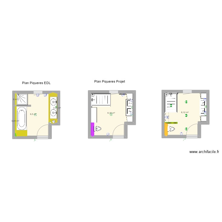 Piqueres. Plan de 6 pièces et 23 m2