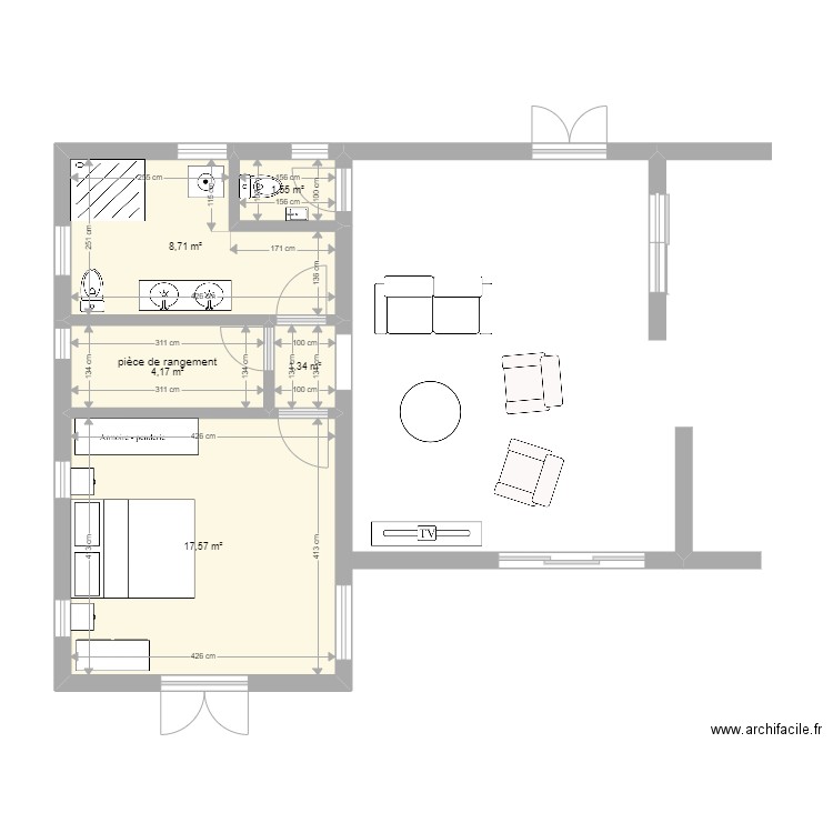 PLAN FEV23. Plan de 5 pièces et 33 m2