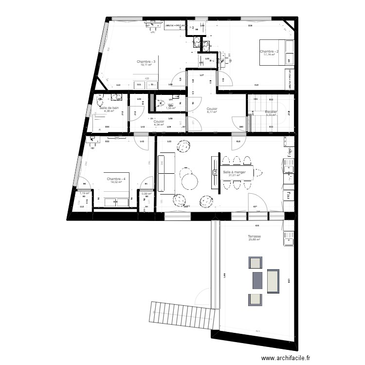 cadinot agencement v2. Plan de 30 pièces et 273 m2