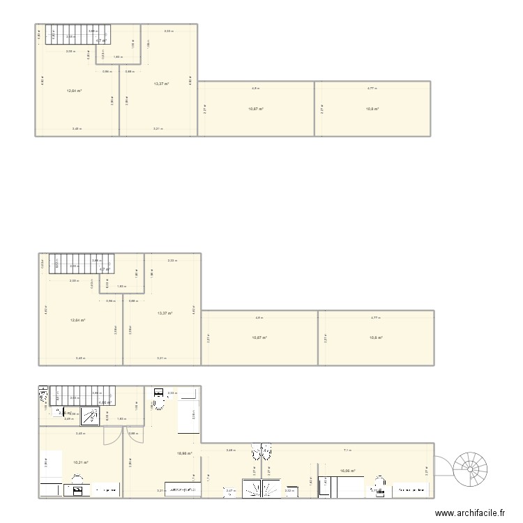 rdc. Plan de 15 pièces et 157 m2