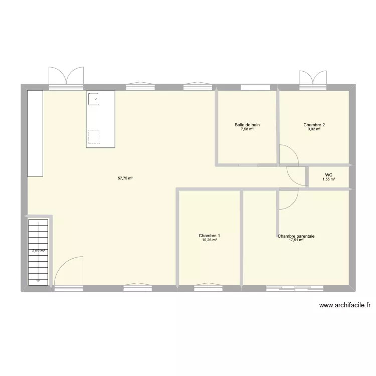 Projet Qui&eacute;vy - Maison vide. Plan de 