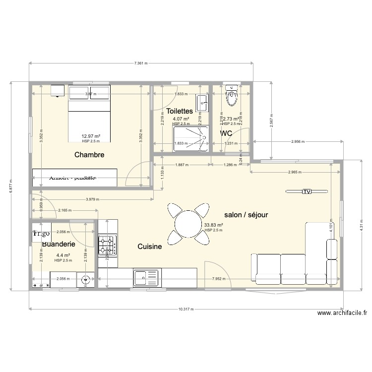 Plan maison de campagne JUJU projet 2 meuble . Plan de 0 pièce et 0 m2