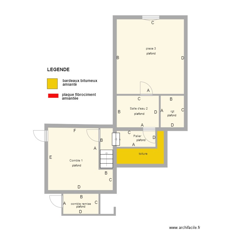 letessier etage. Plan de 8 pièces et 45 m2