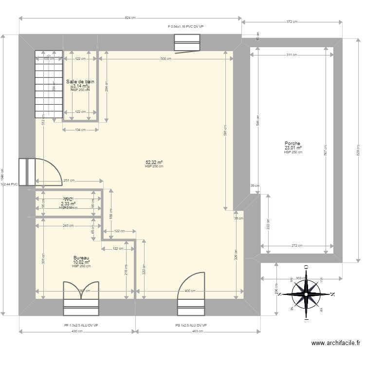 CASSIGNOL RDC. Plan de 5 pièces et 91 m2