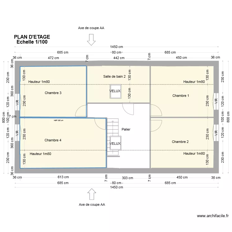 permis 3 &eacute;tage THIRIET. Plan de 