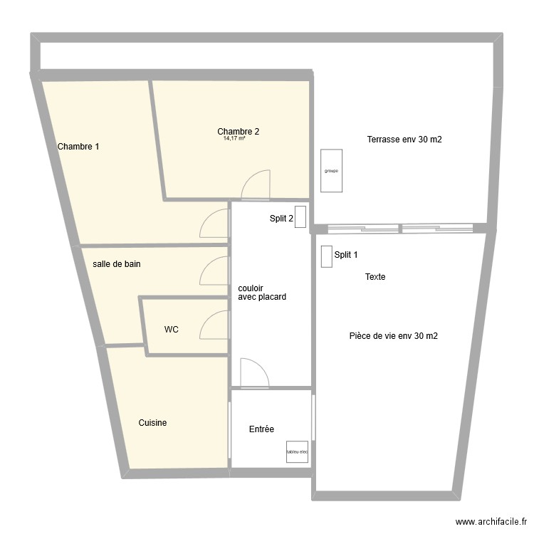 plan Julie clim. Plan de 5 pièces et 50 m2