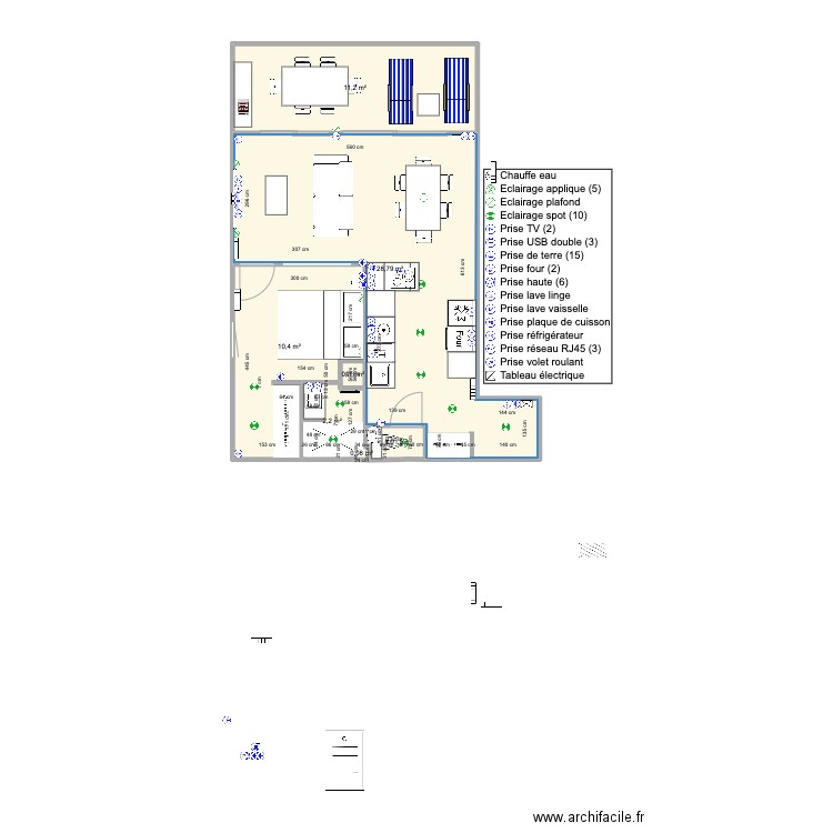 Santa Clara 2 face mer 43m2. Plan de 7 pièces et 54 m2