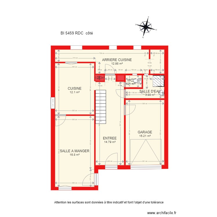 BI 5459 RDC côté. Plan de 0 pièce et 0 m2