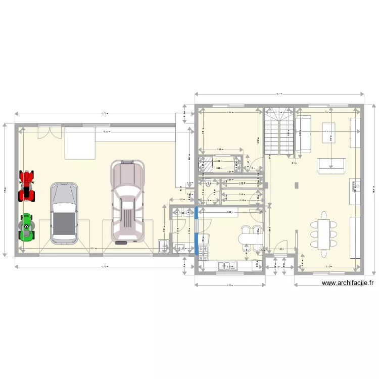 baptiste et papa 100 m2. Plan de 