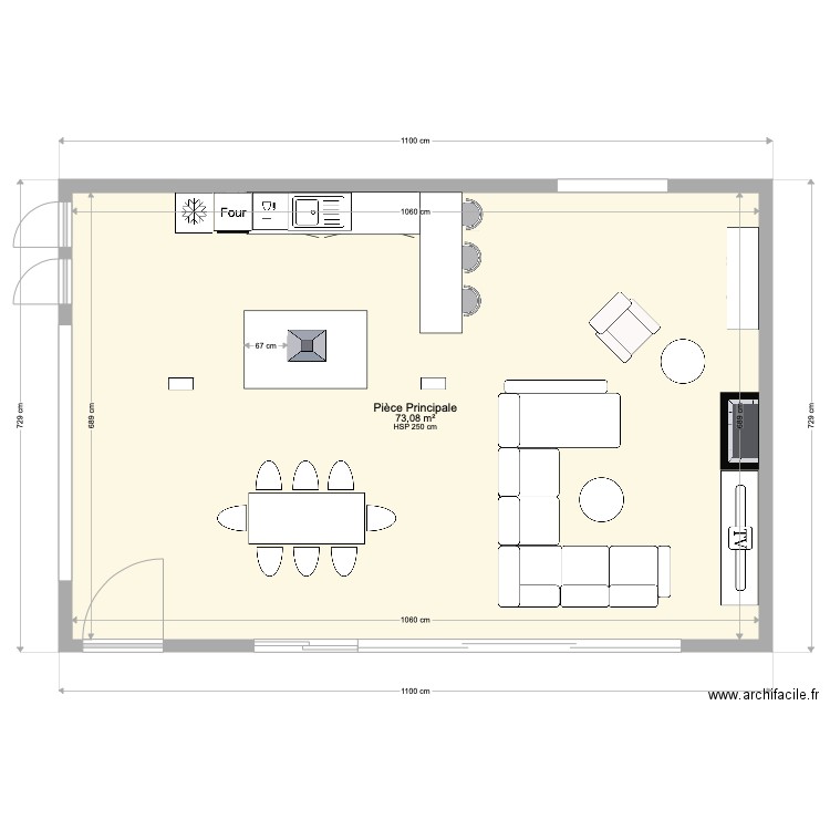 Pièce à vivre. Plan de 0 pièce et 0 m2