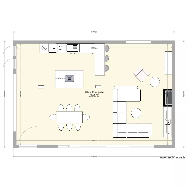 Pi&egrave;ce &agrave; vivre. Plan de 
