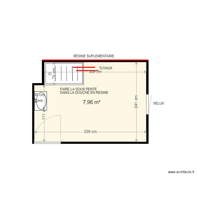 MILLIEN CHANTAL . Plan de 1 pièce et 8 m2