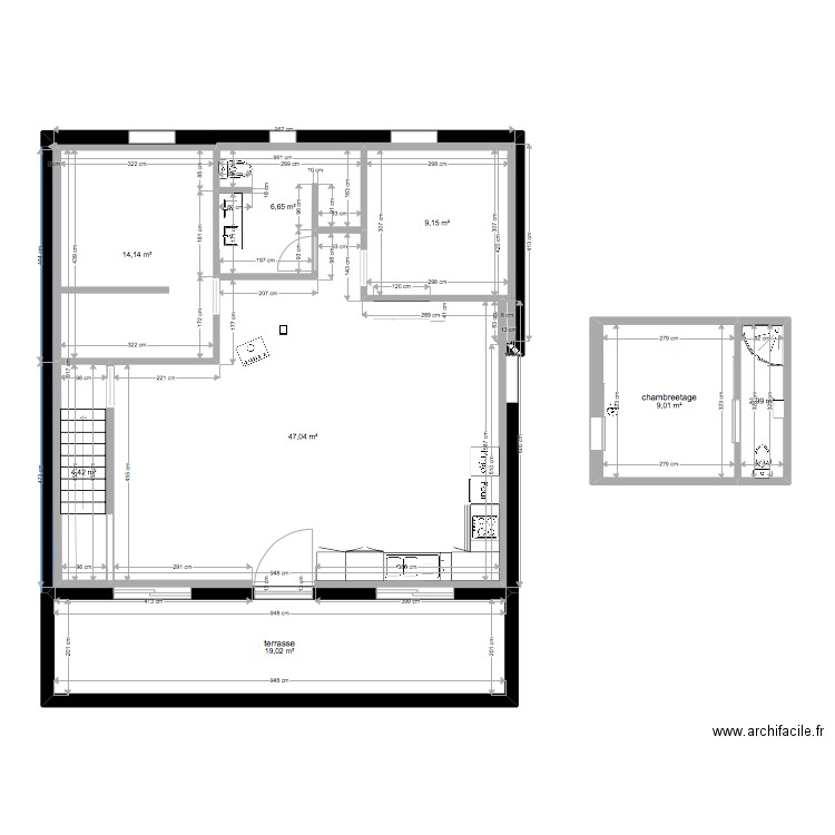 plan cotes. Plan de 8 pièces et 112 m2