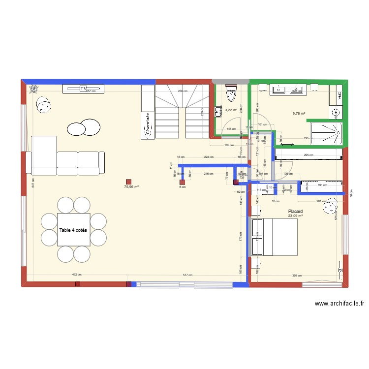 RDJ Laité. Plan de 4 pièces et 112 m2