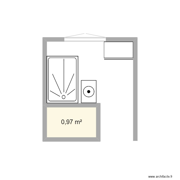 SDB n°3. Plan de 1 pièce et 1 m2