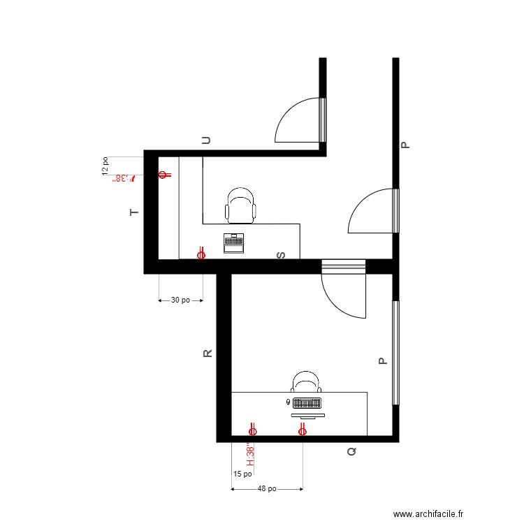 Élec bureau Stephane. Plan de 1 pièce et 8 m2