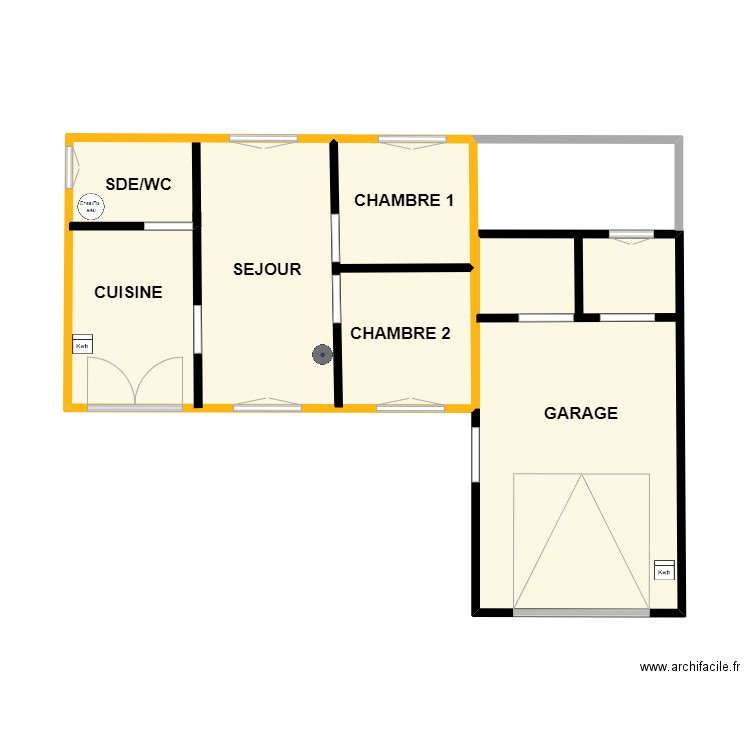 JEHANNIN. Plan de 2 pièces et 38 m2