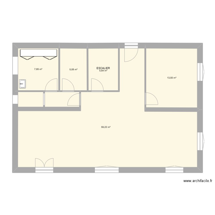 projet0203. Plan de 5 pièces et 91 m2