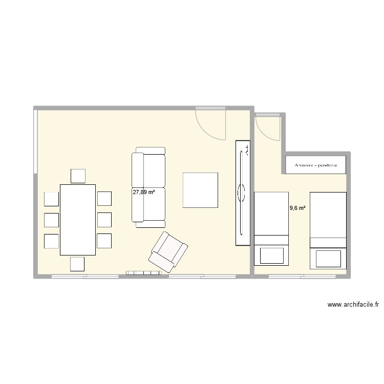 17CL. Plan de 2 pièces et 37 m2