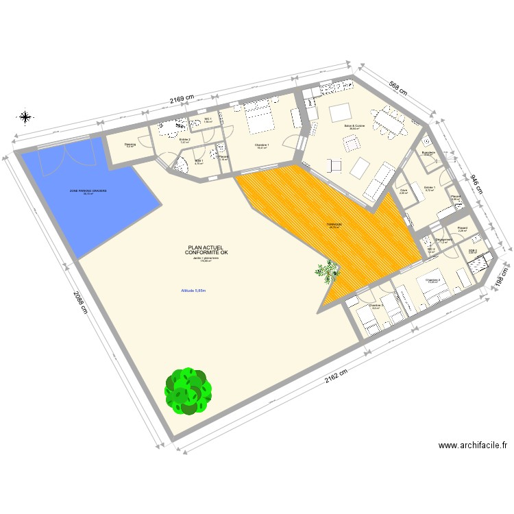 Bois plage travaux actuel 2. Plan de 20 pièces et 378 m2