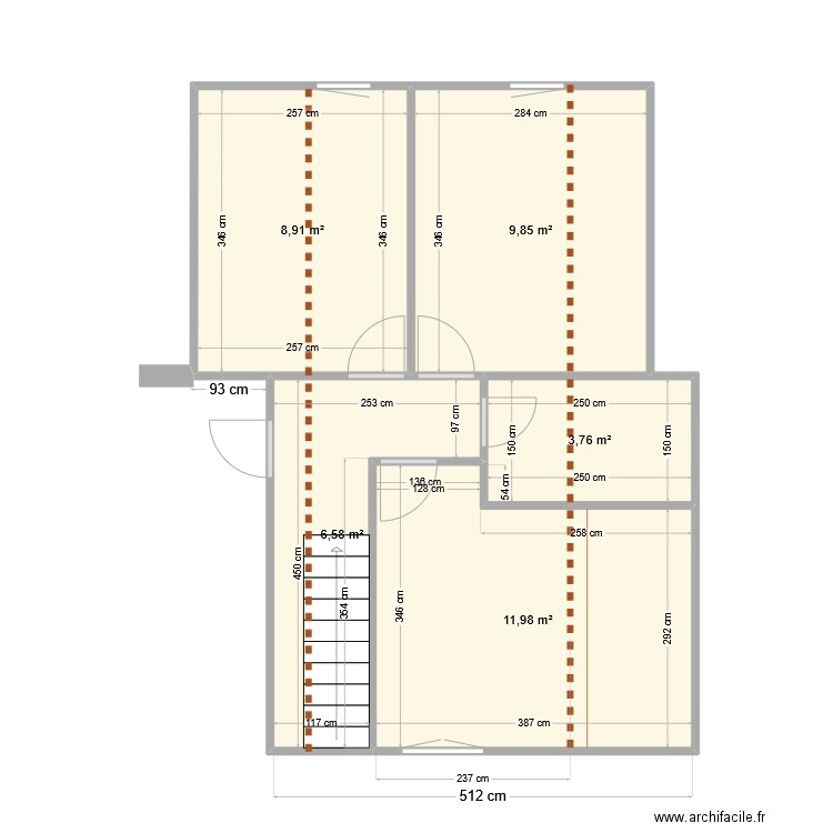 Bussière étage. Plan de 5 pièces et 41 m2